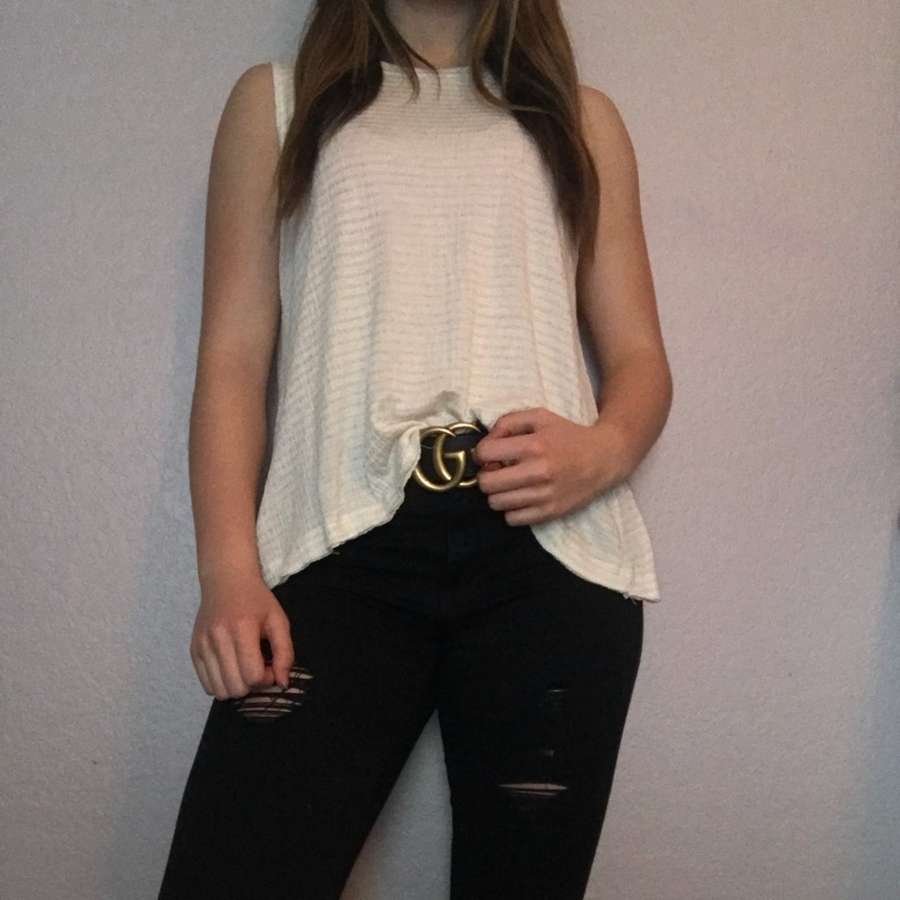 Cream open back fab’rik tank top
